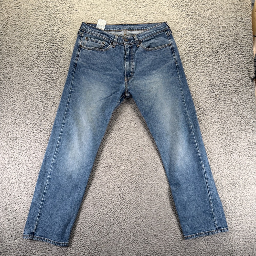 Levi's 505 Jeans Men's 34x30 Blue Cotton Denim Straight Workwear Faded Stretch‎